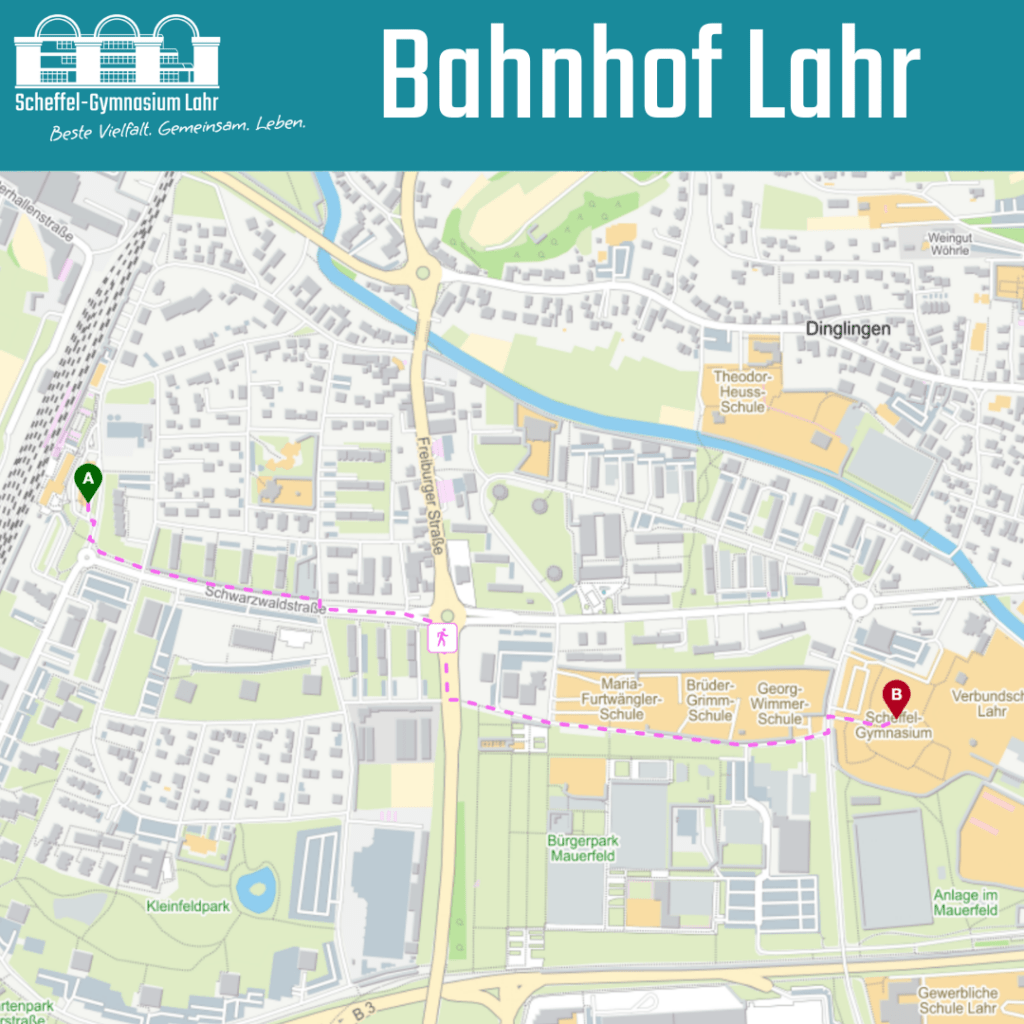 Wegbeschreibung Bahnhof Wegbeschreibung vom Bahnhof Lahr zum Scheffel-Gymnasium Lahr