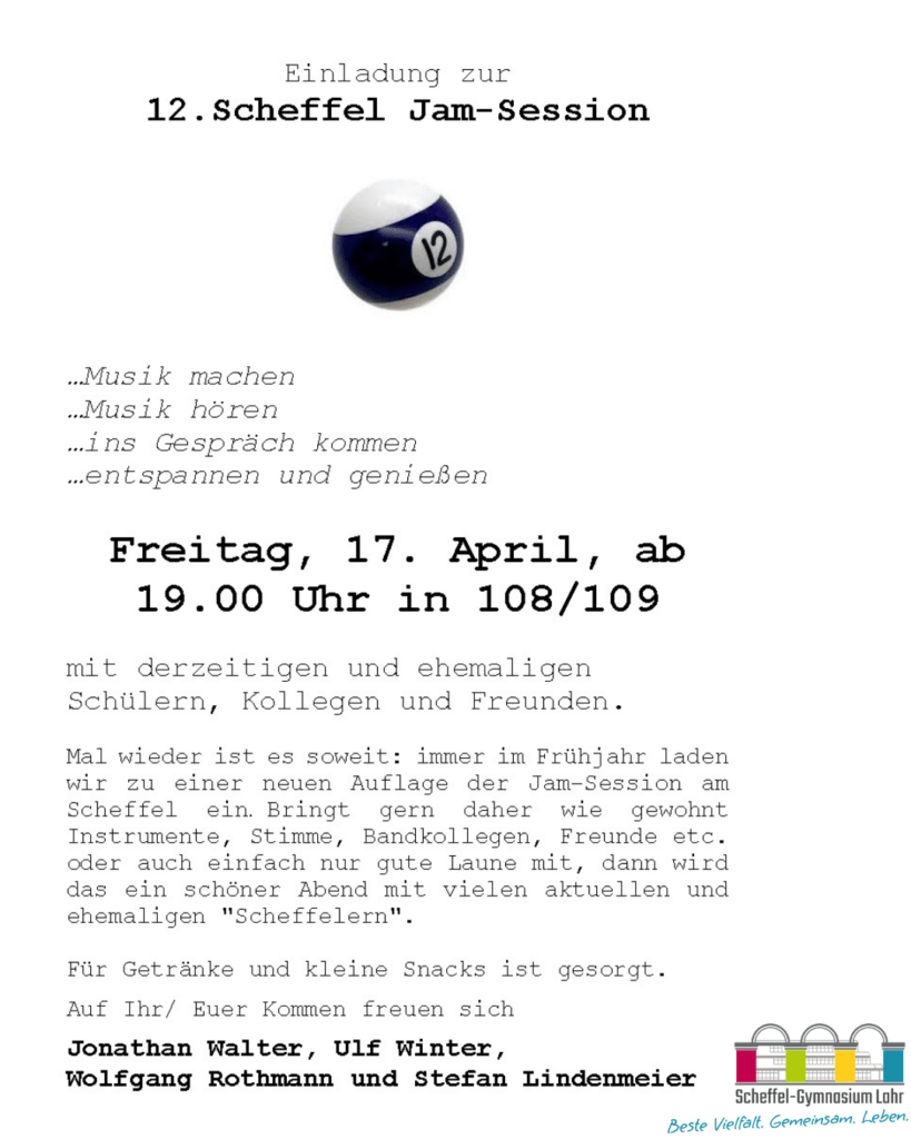 JamSession Ankündigung Einladung zur Jam Session - alle Eckdaten sind unten zu finden