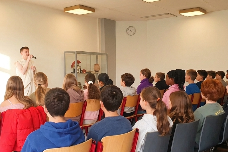 Schüler des Scheffel-Gymnasium verfolgen gespannt das Latein Kabarett